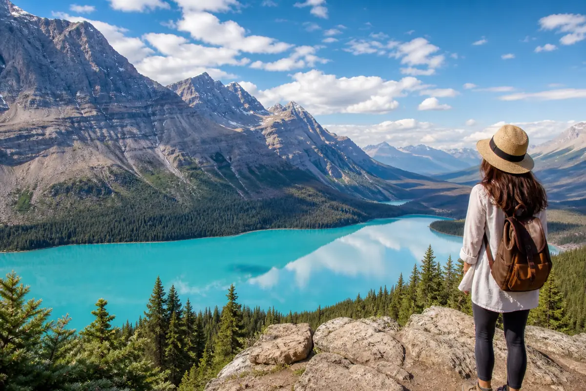 Mountain road trip viewpoint in the Canadian Rockies